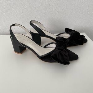 Ivy City Co Velvet Black Bow Slingback Heels